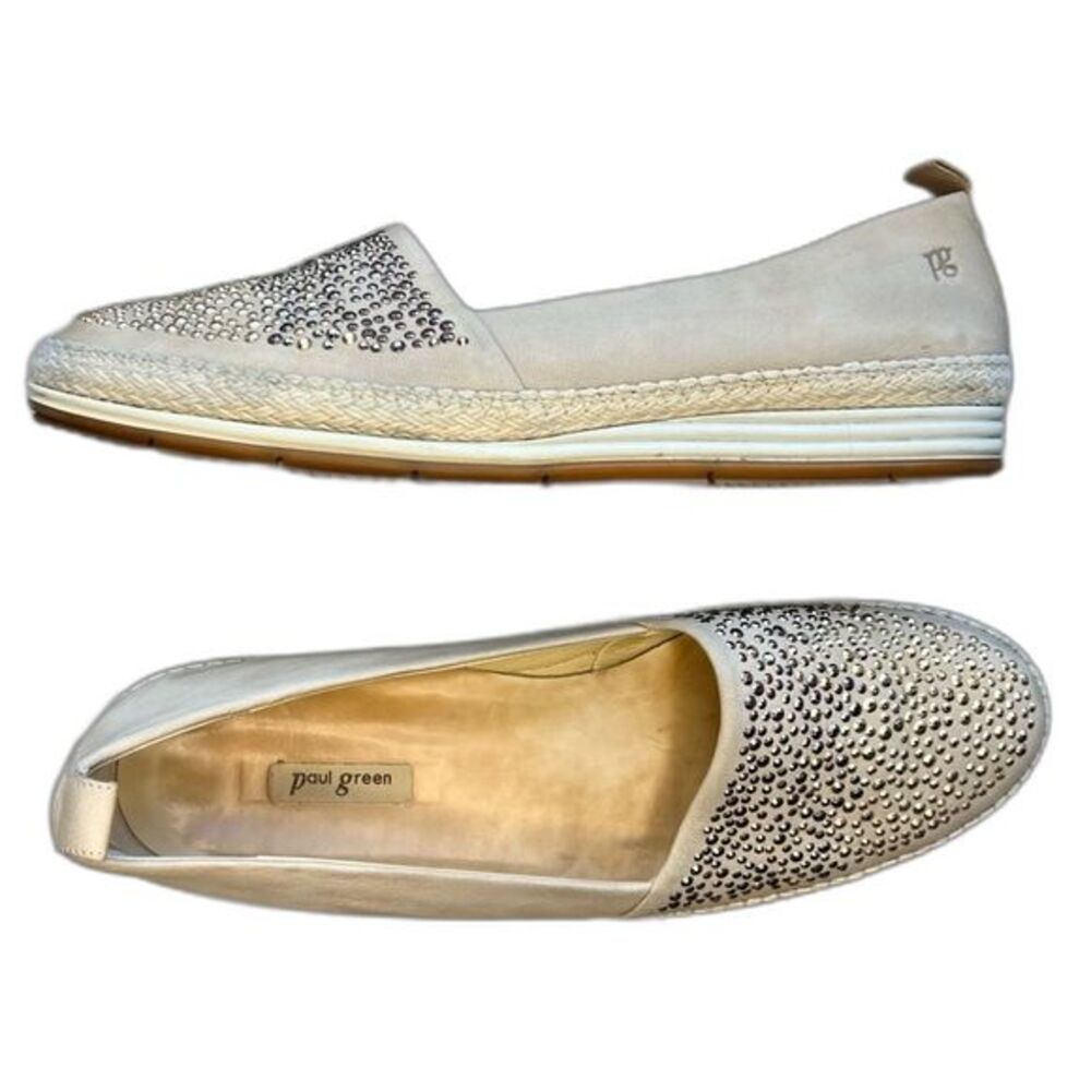 Paul Green Beige Espadrilles with Metallic Details